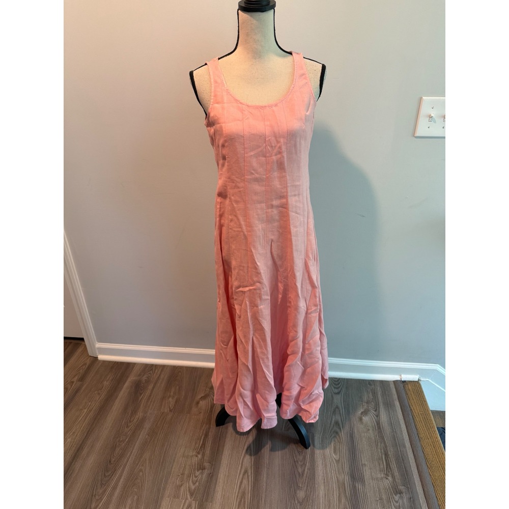 J. Jill Pink Linen Sleeveless Pintuck Maxi Dress Women's size XS Petite